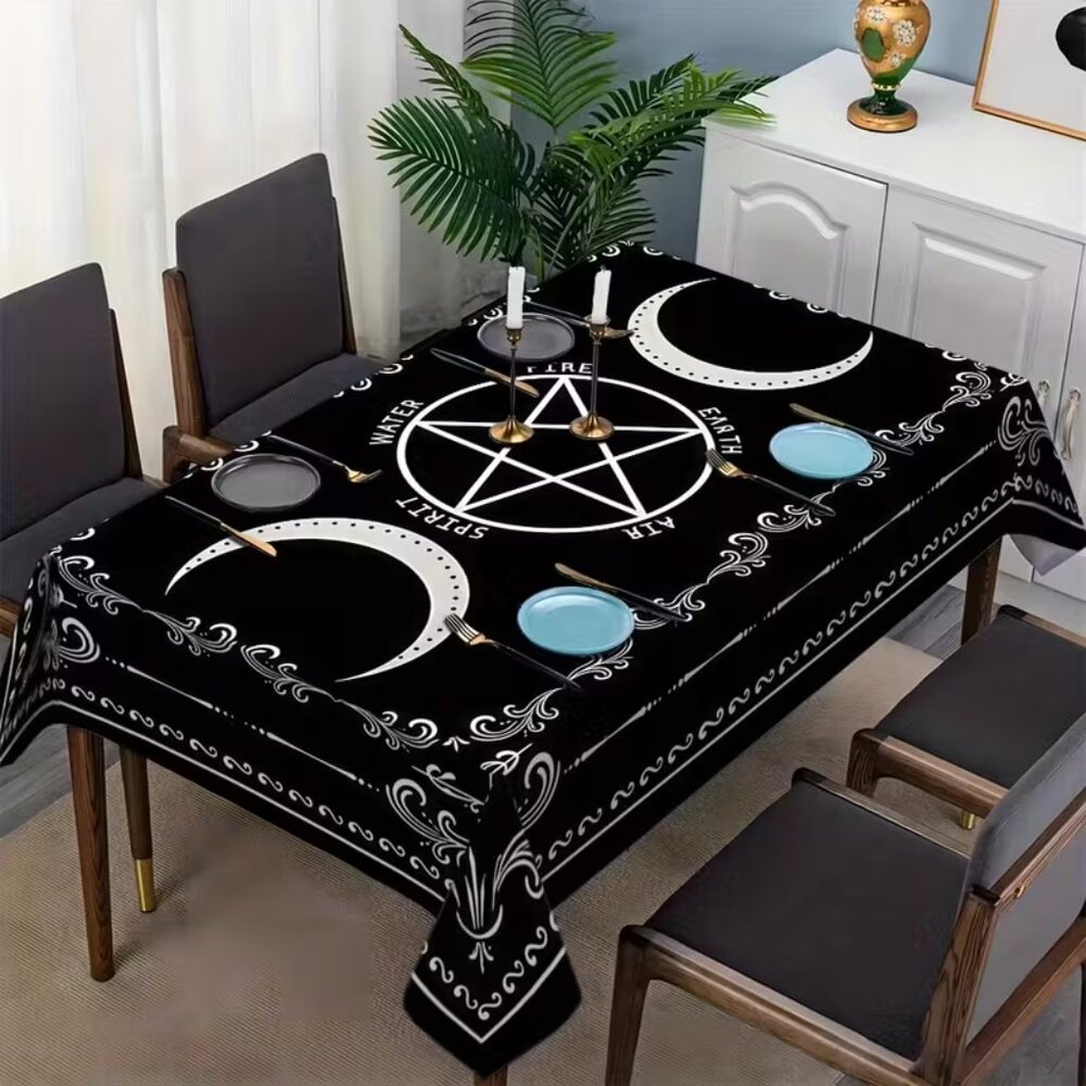 {NEW} Rectangular Gothic Polyester Tablecloth Black - Picture 2 of 4